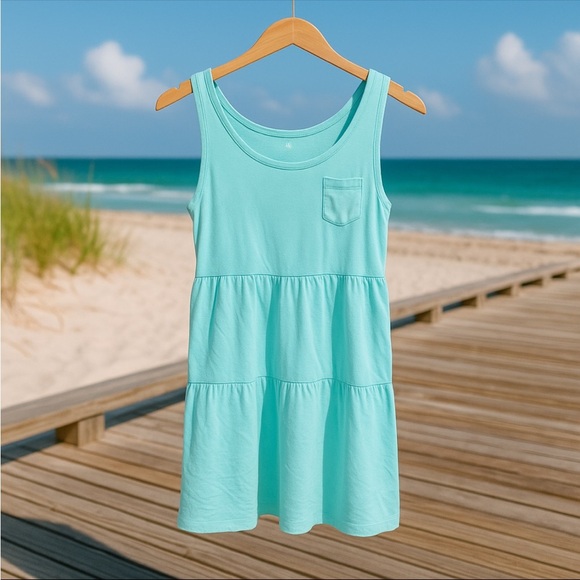 GAP Women’s Teal fit and flare lined dress size XL stretchy, cotton blend beach - Picture 1 of 12